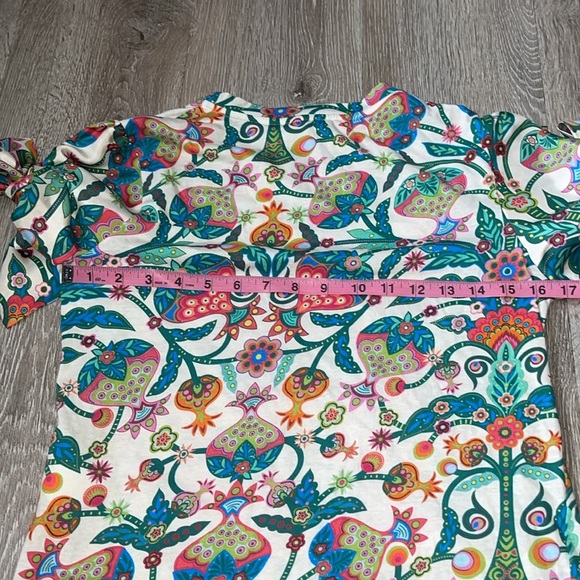 La DoubleJ tree of life mixed media blouse with bow tie sleeves size xs - Picture 8 of 9